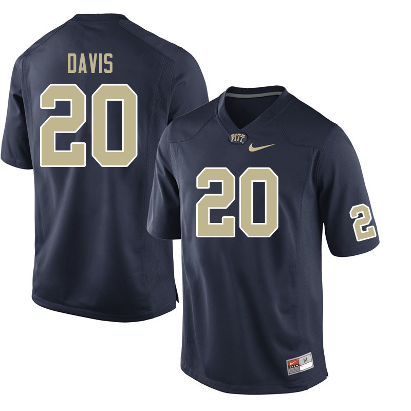 Men #20 Wendell Davis Pitt Panthers College Football Jerseys Sale-Navy